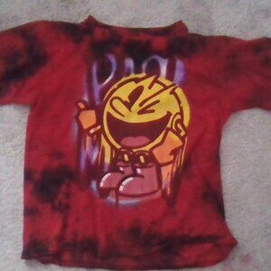 Pac-Man Red Tie-Dye multi color large tshirt